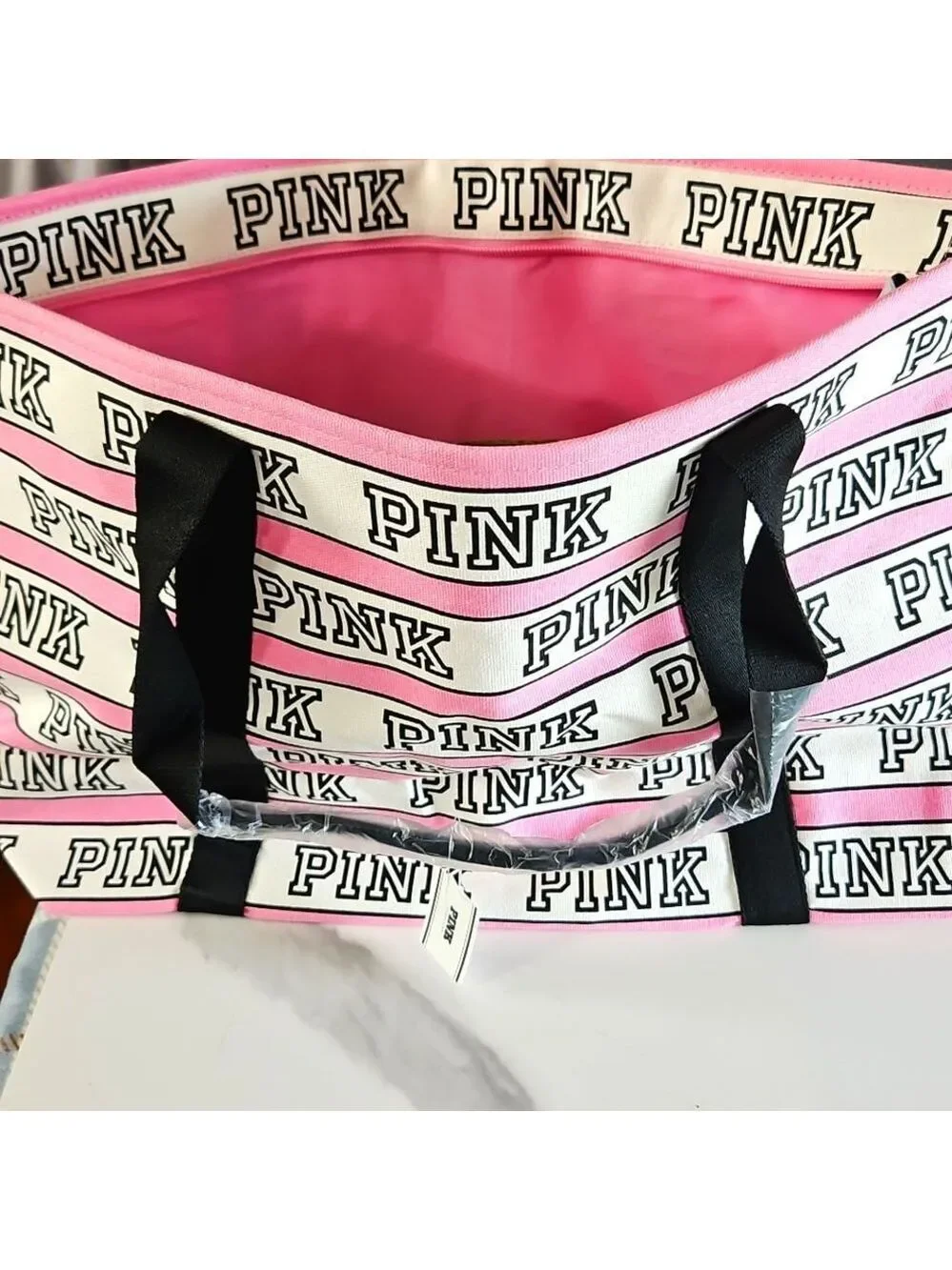 PINK Victoria's Secret Logo School Tote W Zipper Closure NEW MSRP $59.95